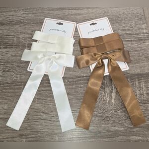 Set of 2 Hair Accessories for Women & Girls 5.5" Fall Brown Long Tail Bow Hair.